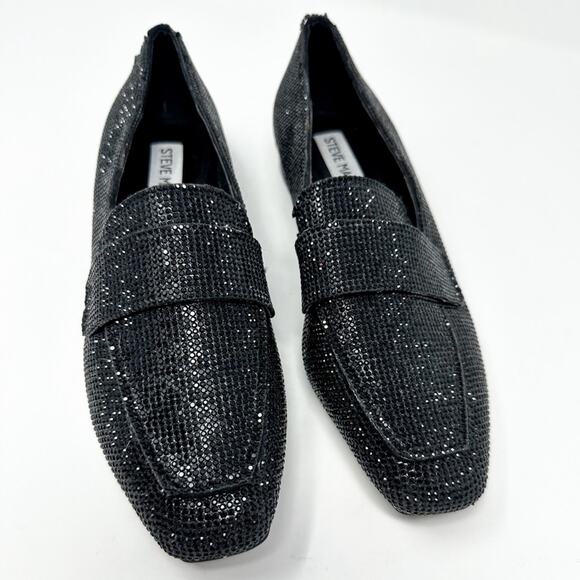 NEW Steve Madden Riski Black Rhinestone Studded Loafers, NEW, Size 6, MSRP $99 - Picture 8 of 14